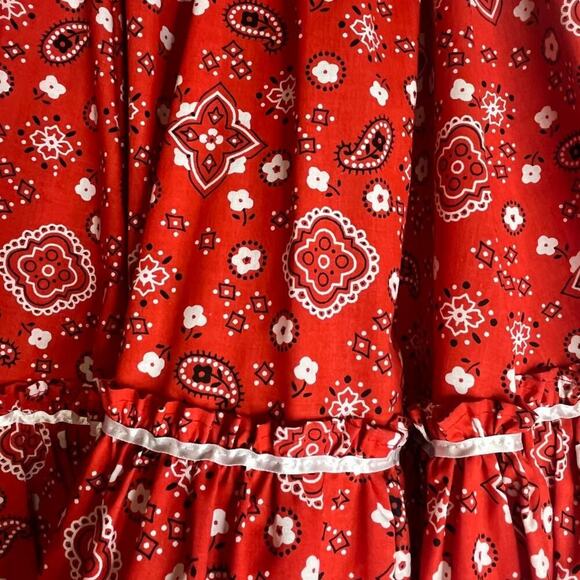 Vintage Pitchfork Brand Square Dancing Western Country Cowgirl Red Bandana Skirt - Picture 4 of 4